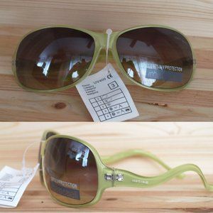 Roberto Cavalli wavy side green frame sunglasses